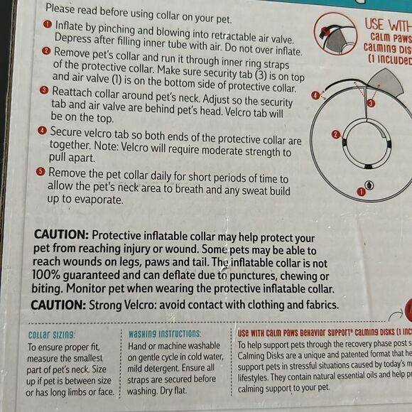 Calm Paws Inflatable Protective Collar Medium Dogs Neck size 10"-13" - Picture 4 of 4